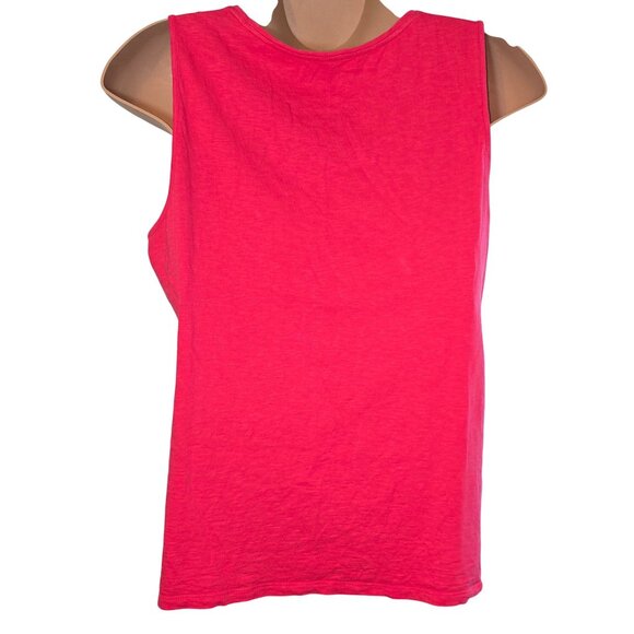 Coldwater Creek Size 2X Cotton Hot Pink Blouse with Pink Beads and Sequins Geome - Picture 2 of 5